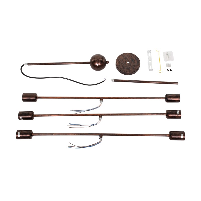 GloboStar® ZANE 00785 Μοντέρνο Φωτιστικό Οροφής Πλέγμα Πολύφωτο 6 x E27 IP20 Χάλκινο Μέταλλο - Μ70 x Π70 x Υ100cm