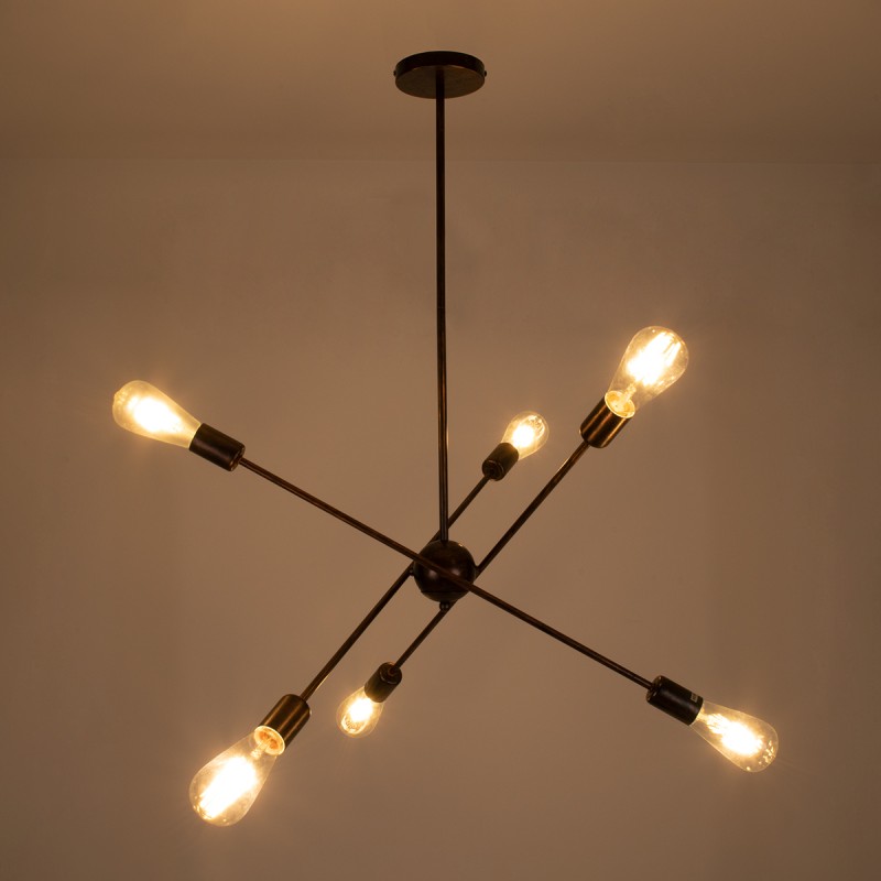 GloboStar® ZANE 00785 Μοντέρνο Φωτιστικό Οροφής Πλέγμα Πολύφωτο 6 x E27 IP20 Χάλκινο Μέταλλο - Μ70 x Π70 x Υ100cm