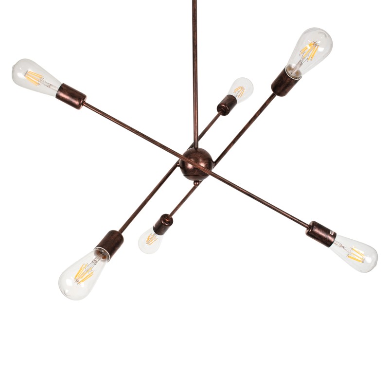 GloboStar® ZANE 00785 Μοντέρνο Φωτιστικό Οροφής Πλέγμα Πολύφωτο 6 x E27 IP20 Χάλκινο Μέταλλο - Μ70 x Π70 x Υ100cm