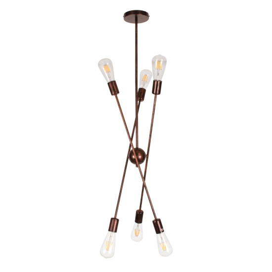 GloboStar® ZANE 00785 Μοντέρνο Φωτιστικό Οροφής Πλέγμα Πολύφωτο 6 x E27 IP20 Χάλκινο Μέταλλο - Μ70 x Π70 x Υ100cm GloboStar® ZANE 00785 Μοντέρνο Φωτιστικό Οροφής Πλέγμα Πολύφωτο 6 x E27 IP20 Χάλκινο Μέταλλο - Μ70 x Π70 x Υ100cm
