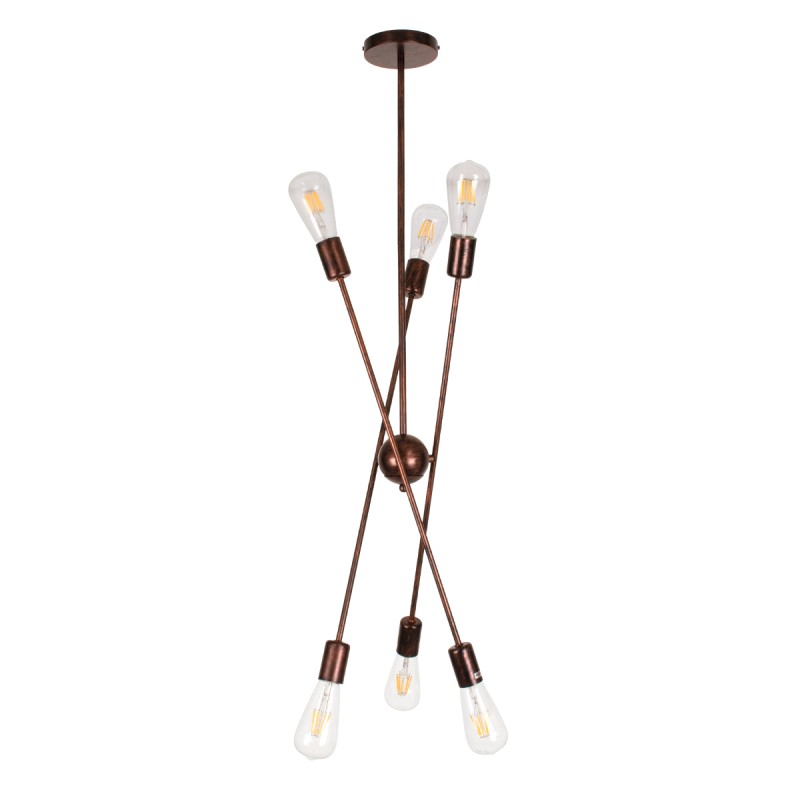 GloboStar® ZANE 00785 Μοντέρνο Φωτιστικό Οροφής Πλέγμα Πολύφωτο 6 x E27 IP20 Χάλκινο Μέταλλο - Μ70 x Π70 x Υ100cm