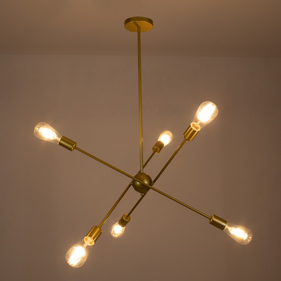 GloboStar® ZANE 00786 Μοντέρνο Φωτιστικό Οροφής Πλέγμα Πολύφωτο 6 x E27 IP20 Χρυσό Μέταλλο - Μ70 x Π70 x Υ100cm GloboStar® ZANE 00786 Μοντέρνο Φωτιστικό Οροφής Πλέγμα Πολύφωτο 6 x E27 IP20 Χρυσό Μέταλλο - Μ70 x Π70 x Υ100cm