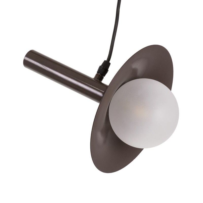 GloboStar® CELEST 00791 Μοντέρνο Κρεμαστό Φωτιστικό Ανάρτηση Μονόφωτο 1 x G9 Καφέ Μέταλλο με Λευκό Γυαλί - Μ20 x Π20 x Υ26.5cm