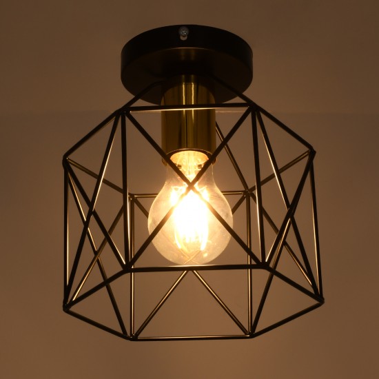 GloboStar® TRON 00792 Μοντέρνο Φωτιστικό Οροφής Πλέγμα Μονόφωτο 1 x E27 IP20 Μαύρο & Χρυσό Μέταλλο - Μ18 x Π18 x Υ19.5cm GloboStar® TRON 00792 Μοντέρνο Φωτιστικό Οροφής Πλέγμα Μονόφωτο 1 x E27 IP20 Μαύρο & Χρυσό Μέταλλο - Μ18 x Π18 x Υ19.5cm