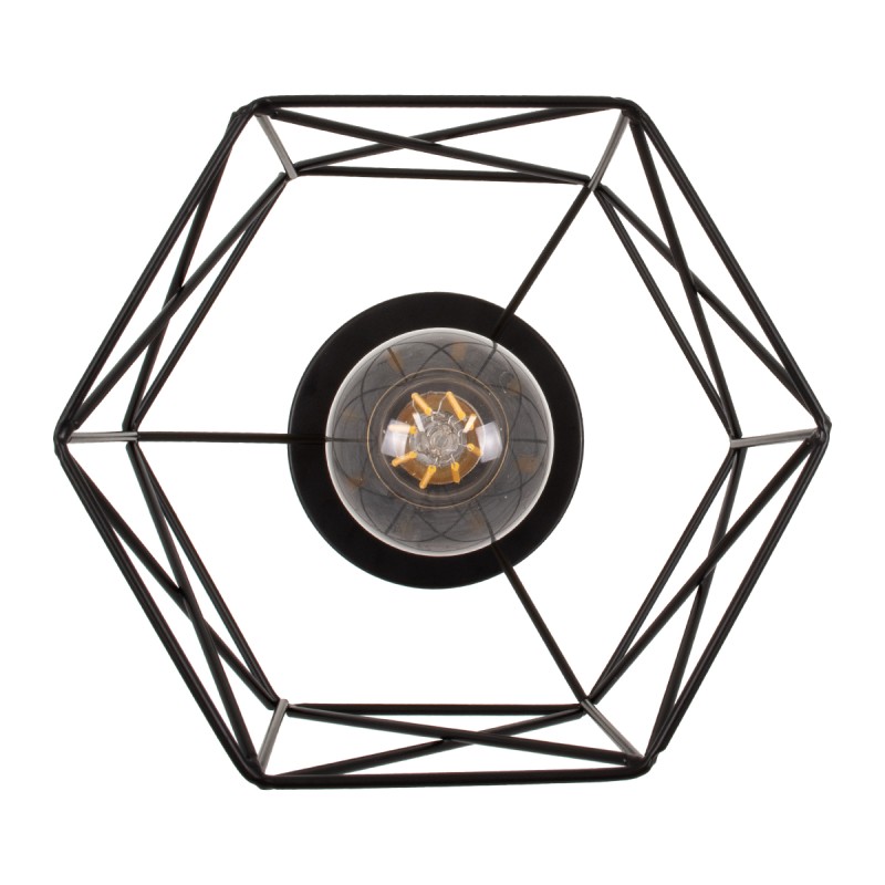 GloboStar® TRON 00792 Μοντέρνο Φωτιστικό Οροφής Πλέγμα Μονόφωτο 1 x E27 IP20 Μαύρο & Χρυσό Μέταλλο - Μ18 x Π18 x Υ19.5cm