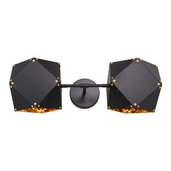 GLOBOSTAR® WELLES 00795 Μοντέρνο Φωτιστικό Τοίχου - Απλίκα με Ντουί 2 x E14 AC 220-240V IP20 - Μαύρο - Μ52 x Π21 x Υ17cm