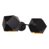 GloboStar® WELLES 00795 Μοντέρνο Επιτοίχιο Φωτιστικό Απλίκα Δίφωτο 2 x E27 IP20 Μαύρο & Χρυσό Μέταλλο - Μ52 x Π21 x Υ17cm