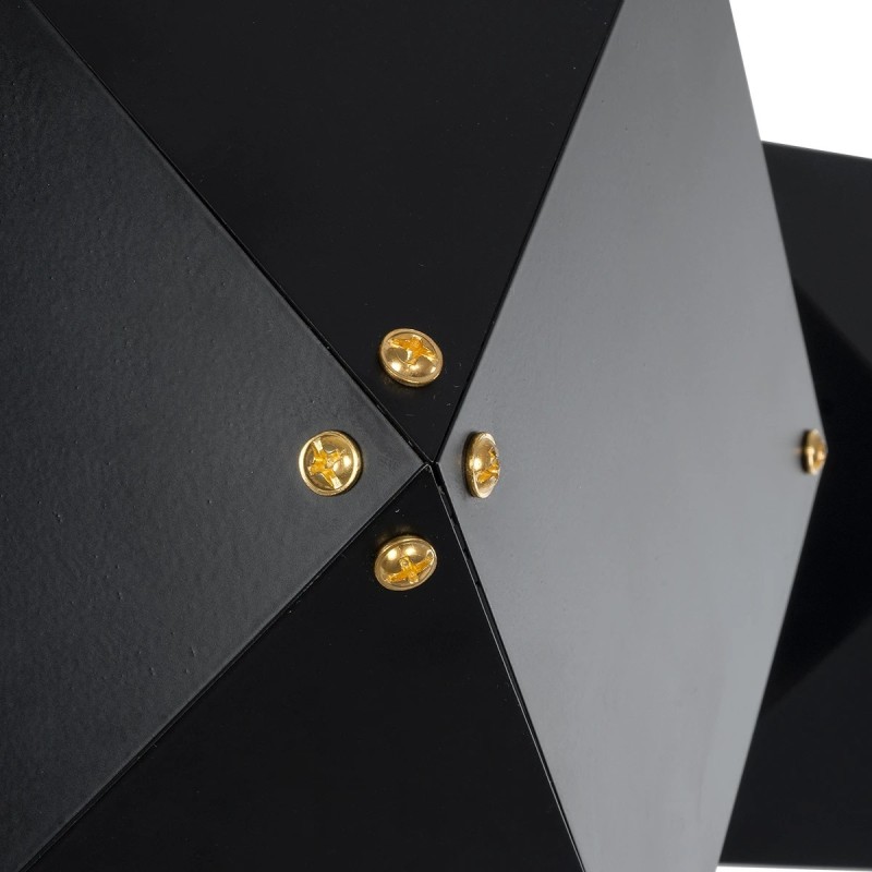 GloboStar® WELLES 00795 Μοντέρνο Επιτοίχιο Φωτιστικό Απλίκα Δίφωτο 2 x E27 IP20 Μαύρο & Χρυσό Μέταλλο - Μ52 x Π21 x Υ17cm