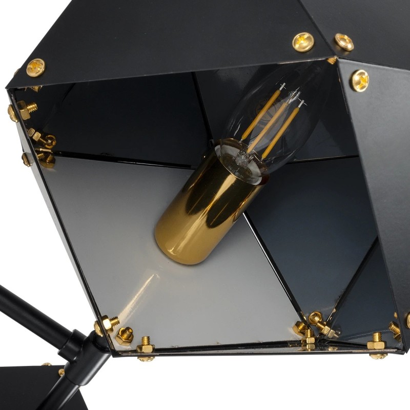 GloboStar® WELLES 00795 Μοντέρνο Επιτοίχιο Φωτιστικό Απλίκα Δίφωτο 2 x E27 IP20 Μαύρο & Χρυσό Μέταλλο - Μ52 x Π21 x Υ17cm