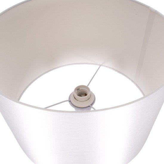 GloboStar® ASHLEY 00823 Μοντέρνο Επιδαπέδιο Φωτιστικό Μονόφωτο 1 x E27 IP20 Λευκό Μέταλλο με Λευκό Ύφασμα - Μ35 x Π35 x Υ145cm