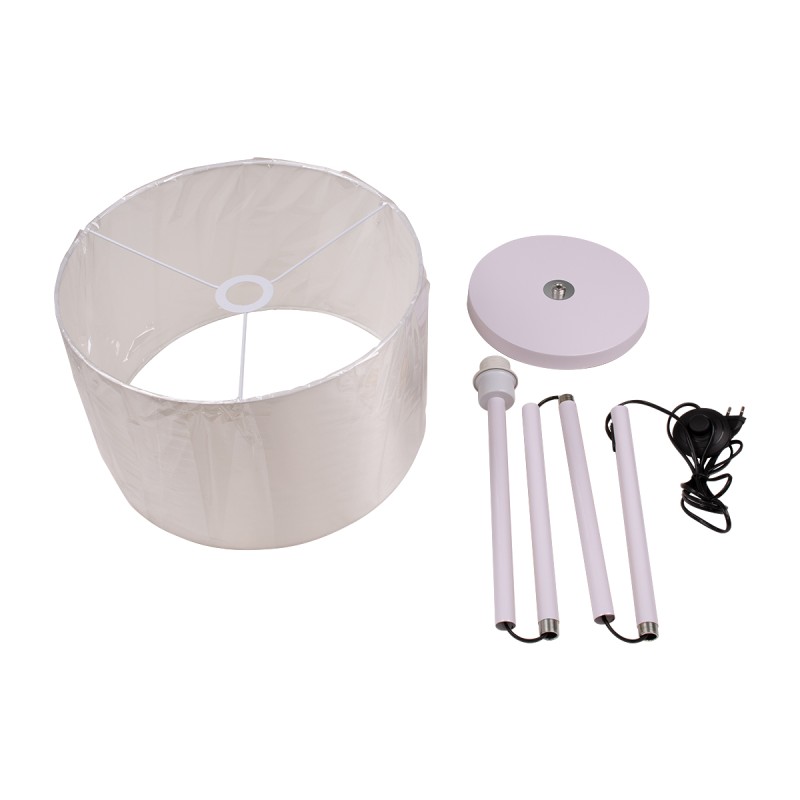 GloboStar® ASHLEY 00823 Μοντέρνο Επιδαπέδιο Φωτιστικό Μονόφωτο 1 x E27 IP20 Λευκό Μέταλλο με Λευκό Ύφασμα - Μ35 x Π35 x Υ145cm