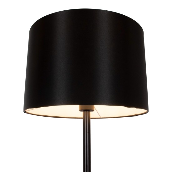 GloboStar® ASHLEY 00824 Μοντέρνο Επιδαπέδιο Φωτιστικό Μονόφωτο 1 x E27 IP20 Μαύρο Μέταλλο, Μαύρο Ύφασμα με Μπεζ Ξύλο - Μ40 x Π40 x Υ145cm