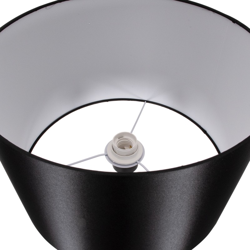 GloboStar® ASHLEY 00824 Μοντέρνο Επιδαπέδιο Φωτιστικό Μονόφωτο 1 x E27 IP20 Μαύρο Μέταλλο, Μαύρο Ύφασμα με Μπεζ Ξύλο - Μ40 x Π40 x Υ145cm