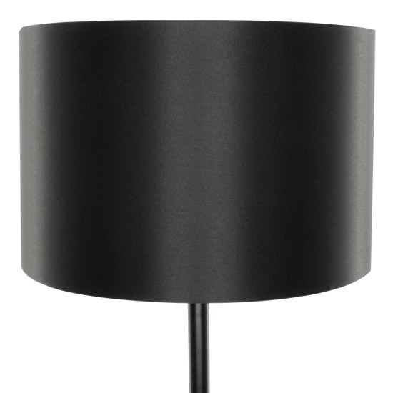 GloboStar® ASHLEY 00824 Μοντέρνο Επιδαπέδιο Φωτιστικό Μονόφωτο 1 x E27 IP20 Μαύρο Μέταλλο, Μαύρο Ύφασμα με Μπεζ Ξύλο - Μ40 x Π40 x Υ145cm