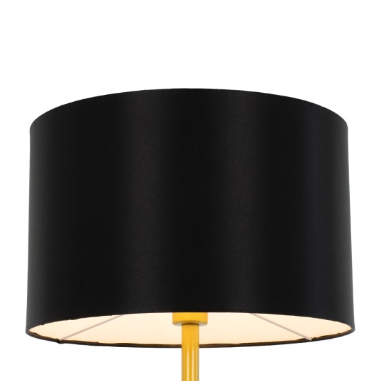 GloboStar® ASHLEY 00825 Μοντέρνο Επιδαπέδιο Φωτιστικό Μονόφωτο 1 x E27 IP20 Χρυσό Μέταλλο με Μαύρο Ύφασμα - Μ40 x Π40 x Υ148cm