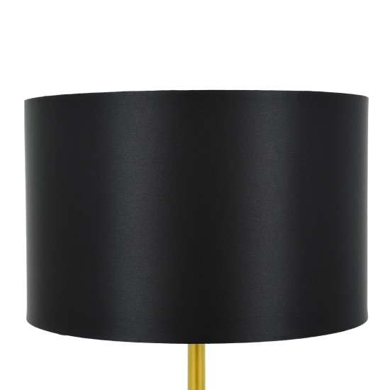 GloboStar® ASHLEY 00825 Μοντέρνο Επιδαπέδιο Φωτιστικό Μονόφωτο 1 x E27 IP20 Χρυσό Μέταλλο με Μαύρο Ύφασμα - Μ40 x Π40 x Υ148cm