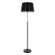 GloboStar® CEDAR 00827 Μοντέρνο Επιδαπέδιο Φωτιστικό Μονόφωτο 1 x E27 IP20 Μαύρο Μέταλλο, Μαύρο Ύφασμα με Μπεζ Ξύλο - Μ40 x Π40 x Υ148cm