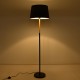 GloboStar® CEDAR 00827 Μοντέρνο Επιδαπέδιο Φωτιστικό Μονόφωτο 1 x E27 IP20 Μαύρο Μέταλλο, Μαύρο Ύφασμα με Μπεζ Ξύλο - Μ40 x Π40 x Υ148cm