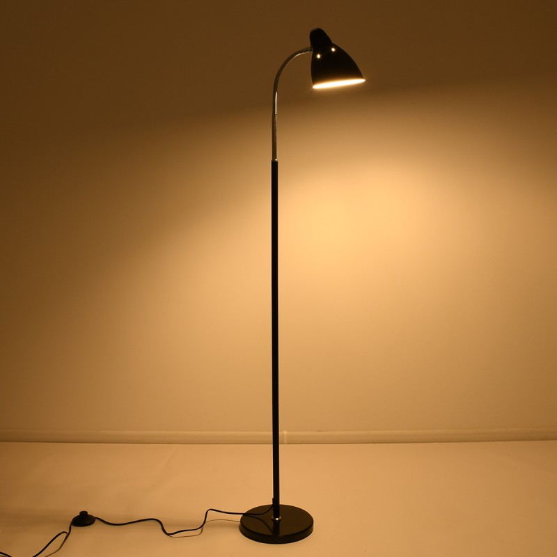 GloboStar® VERSA 00830 Μοντέρνο Επιδαπέδιο Φωτιστικό Μονόφωτο 1 x E27 IP20 Μαύρο & Ασημί Μέταλλο με Μαύρο Μάρμαρο - Μ14.5 x Π14.5 x Υ155cm