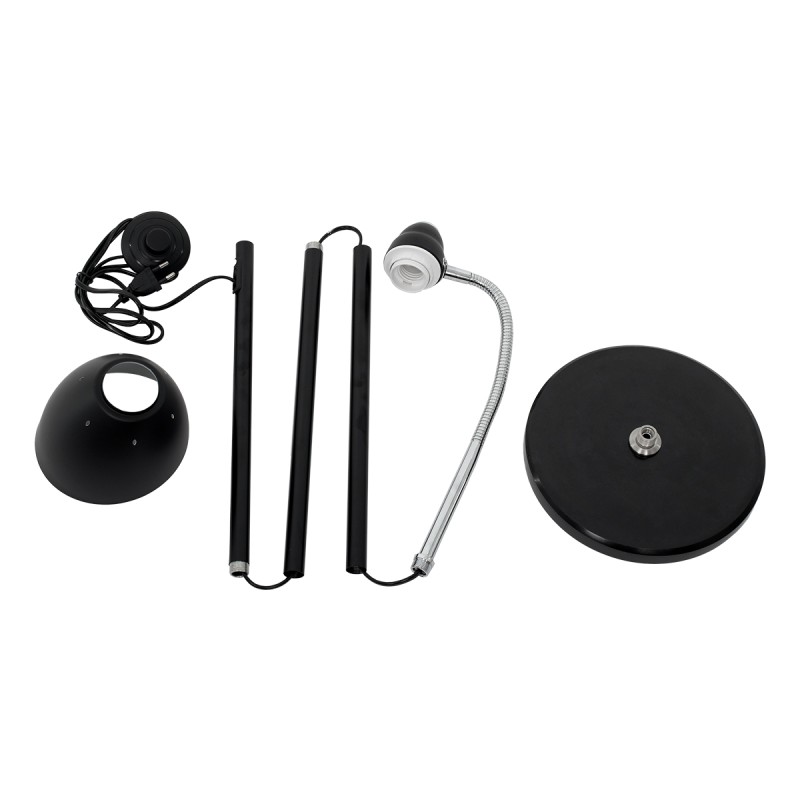 GloboStar® VERSA 00830 Μοντέρνο Επιδαπέδιο Φωτιστικό Μονόφωτο 1 x E27 IP20 Μαύρο & Ασημί Μέταλλο με Μαύρο Μάρμαρο - Μ14.5 x Π14.5 x Υ155cm