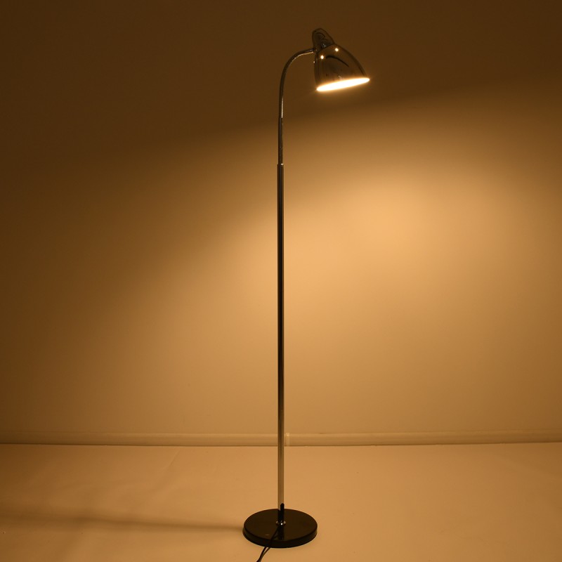 GloboStar® VERSA 00831 Μοντέρνο Επιδαπέδιο Φωτιστικό Μονόφωτο 1 x E27 IP20 Ασημί Μέταλλο με Μαύρο Μάρμαρο - Μ15 x Π15 x Υ155cm