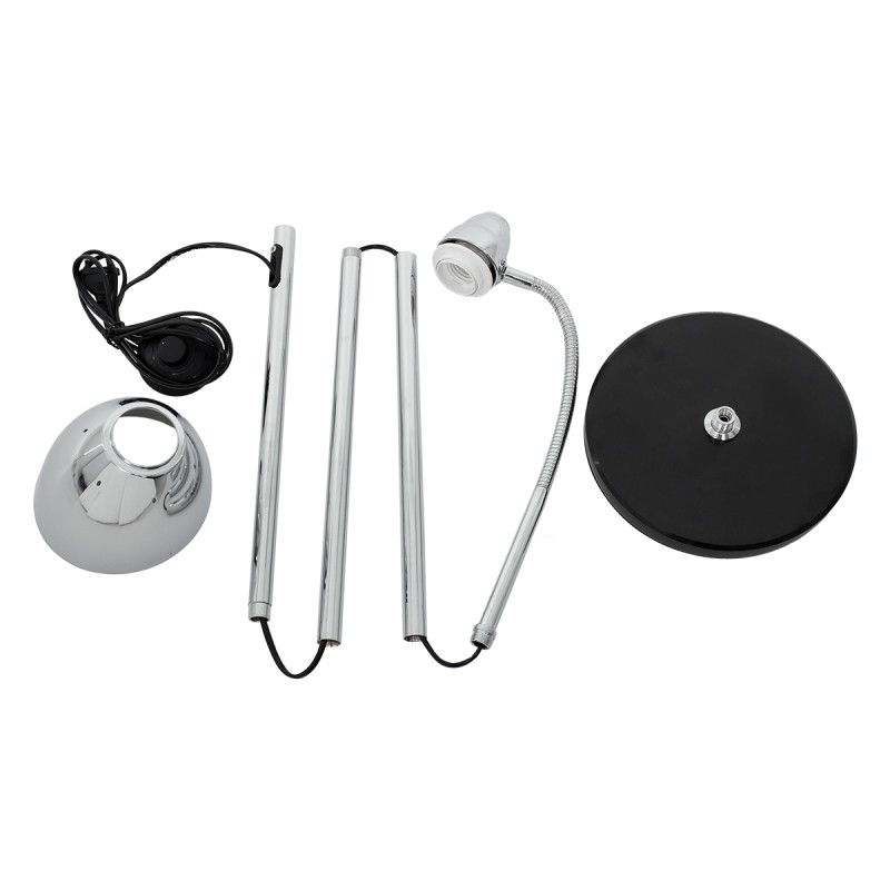 GloboStar® VERSA 00831 Μοντέρνο Επιδαπέδιο Φωτιστικό Μονόφωτο 1 x E27 IP20 Ασημί Μέταλλο με Μαύρο Μάρμαρο - Μ15 x Π15 x Υ155cm