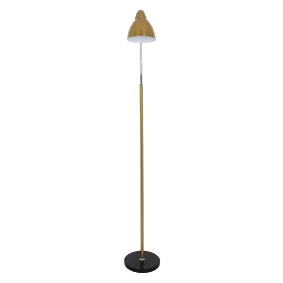 GloboStar® VERSA 00832 Μοντέρνο Επιδαπέδιο Φωτιστικό Μονόφωτο 1 x E27 IP20 Χρυσό & Ασημί Μέταλλο με Μαύρο Μάρμαρο - Μ15 x Π15 x Υ155cm