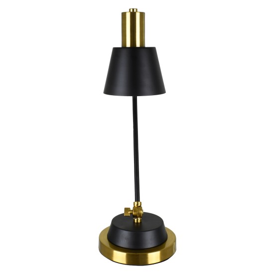 GloboStar® LETO 00834 Μοντέρνο Επιτραπέζιο Φωτιστικό Γραφείου Μονόφωτο Μεταλλικό Μαύρο - Χρυσό Φ13 x Μ30 x Π18 x Υ54cm