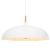 GloboStar® VALLETE 00837 Μοντέρνο Κρεμαστό Φωτιστικό Καμπάνα Μονόφωτο 1 x E27 IP20 Λευκό Μέταλλο με Μπεζ Ξύλο - Μ60 x Π60 x Υ35cm