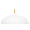 GloboStar® VALLETE 00837 Μοντέρνο Κρεμαστό Φωτιστικό Καμπάνα Μονόφωτο 1 x E27 IP20 Λευκό Μέταλλο με Μπεζ Ξύλο - Μ60 x Π60 x Υ35cm