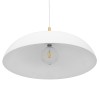GloboStar® VALLETE 00837 Μοντέρνο Κρεμαστό Φωτιστικό Καμπάνα Μονόφωτο 1 x E27 IP20 Λευκό Μέταλλο με Μπεζ Ξύλο - Μ60 x Π60 x Υ35cm