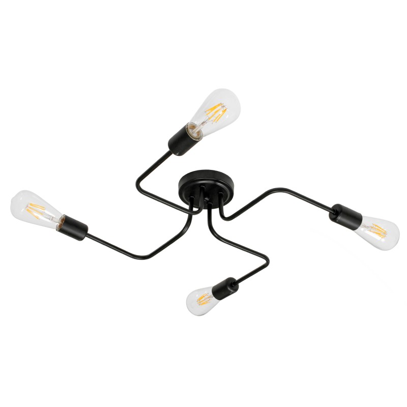 GloboStar® LIBERTA 00838 Μοντέρνο Φωτιστικό Οροφής Πλέγμα Πολύφωτο 4 x E27 IP20 Μαύρο Μέταλλο - Μ44.5 x Π44.5 x Υ12cm