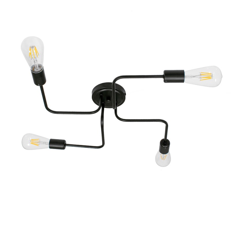 GloboStar® LIBERTA 00838 Μοντέρνο Φωτιστικό Οροφής Πλέγμα Πολύφωτο 4 x E27 IP20 Μαύρο Μέταλλο - Μ44.5 x Π44.5 x Υ12cm