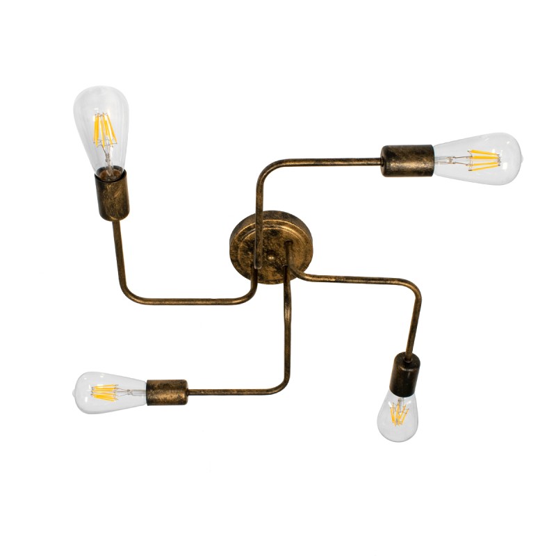 GloboStar® LIBERTA 00839 Μοντέρνο Φωτιστικό Οροφής Πλέγμα Πολύφωτο 4 x E27 IP20 Χάλκινο Μέταλλο - Μ44.5 x Π44.5 x Υ12cm
