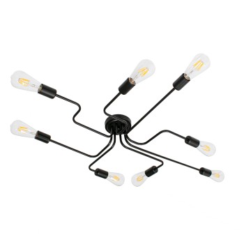 GLOBOSTAR® LIBERTA 00840 Μοντέρνο Φωτιστικό Οροφής με Ντουί 8 x E27 AC 220-240V IP20 - Μαύρο - Μ102 x Π72 x Υ10.5cm