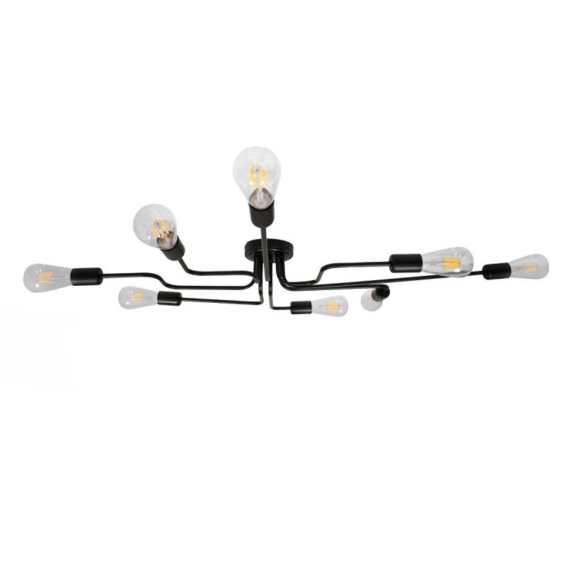 GloboStar® LIBERTA 00840 Μοντέρνο Φωτιστικό Οροφής Πλέγμα Πολύφωτο 8 x E27 IP20 Μαύρο Μέταλλο - Μ102 x Π72 x Υ10.5cm