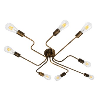 GLOBOSTAR® LIBERTA 00841 Μοντέρνο Φωτιστικό Οροφής με Ντουί 8 x E27 AC 220-240V IP20 - Μπρούτζινο - Μ102 x Π72 x Υ10.5cm