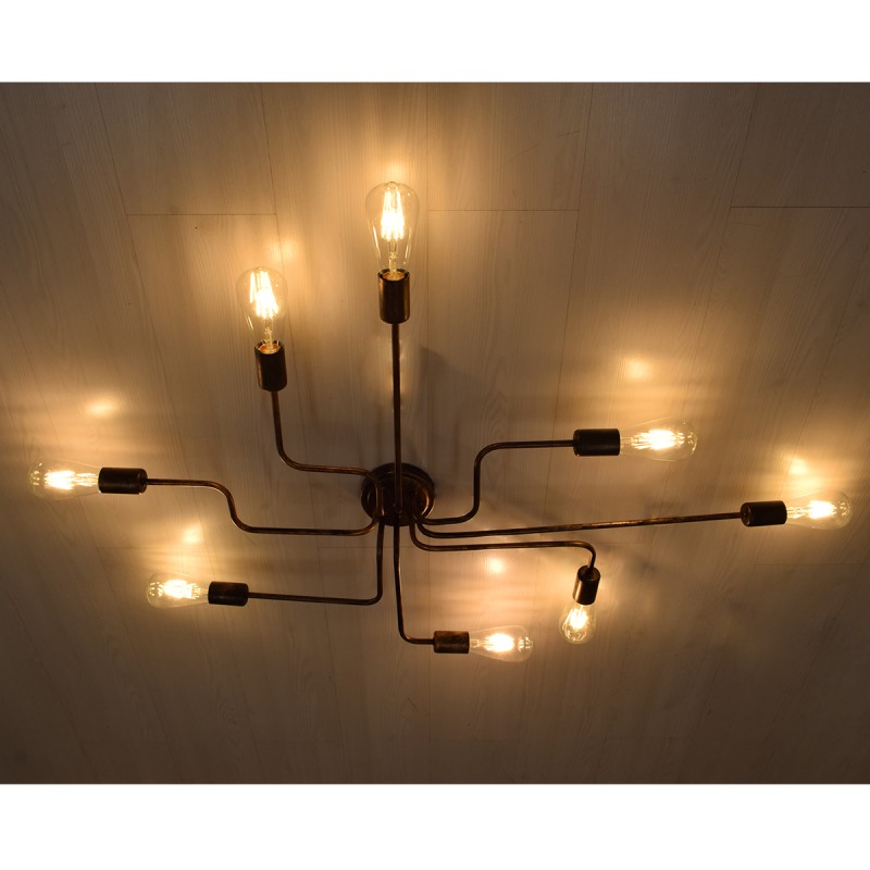 GloboStar® LIBERTA 00841 Μοντέρνο Φωτιστικό Οροφής Πλέγμα Πολύφωτο 8 x E27 IP20 Μπρούτζινο Μέταλλο - Μ102 x Π72 x Υ10.5cm