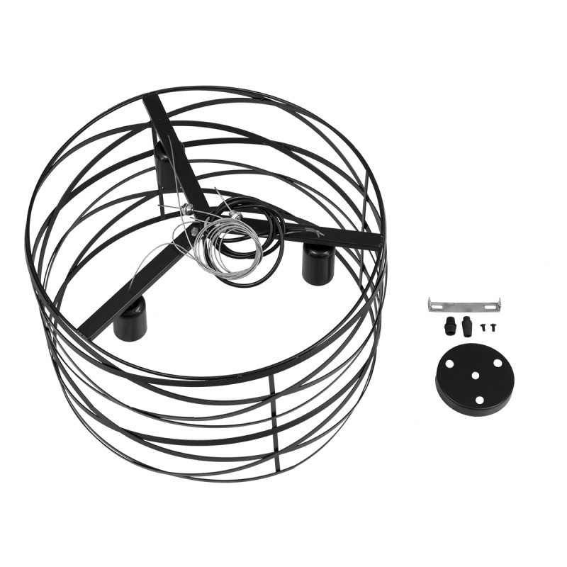 GloboStar® TOKEN 00855 Μοντέρνο Κρεμαστό Φωτιστικό Πλέγμα Τρίφωτο 3 x E27 IP20 Μαύρο Μέταλλο - Μ43 x Π43 x Υ29cm