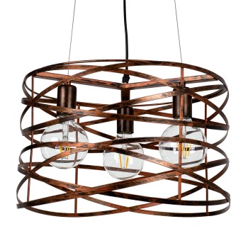 GLOBOSTAR® TOKEN 00856 Μοντέρνο Κρεμαστό Φωτιστικό Οροφής με Ντουί 3 x E27 AC 220-240V IP20 - Χάλκινο Εφέ Σκουριάς - Μ43 x Π43 x Υ29cm