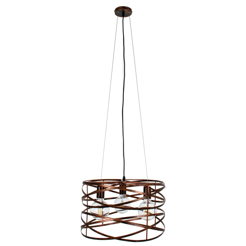 GloboStar® TOKEN 00856 Μοντέρνο Κρεμαστό Φωτιστικό Πλέγμα Τρίφωτο 3 x E27 IP20 Χάλκινο Μέταλλο Μ43 x Π43 x Υ29cm