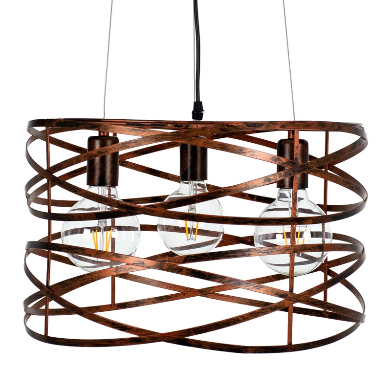 GloboStar® TOKEN 00856 Μοντέρνο Κρεμαστό Φωτιστικό Πλέγμα Τρίφωτο 3 x E27 IP20 Χάλκινο Μέταλλο Μ43 x Π43 x Υ29cm