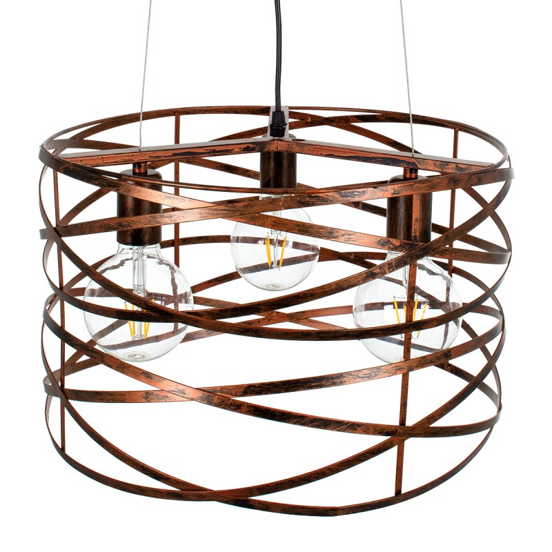 GloboStar® TOKEN 00856 Μοντέρνο Κρεμαστό Φωτιστικό Πλέγμα Τρίφωτο 3 x E27 IP20 Χάλκινο Μέταλλο Μ43 x Π43 x Υ29cm