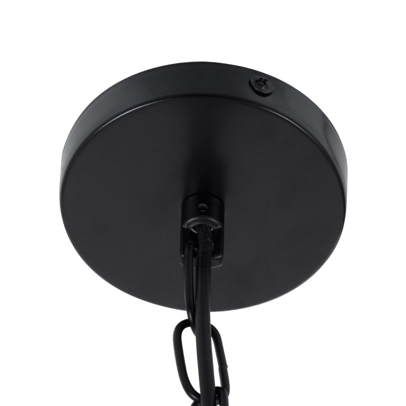 GloboStar® MERLIN 00865 Vintage Κρεμαστό Φωτιστικό Πλέγμα Τρίφωτο 3 x E14 IP20 Μαύρο Μέταλλο με Μπεζ Σχοινί - Μ28 x Π28 x Υ40cm