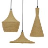 GloboStar® SHANGHAI ROPE 00875 Μοντέρνό Κρεμαστό Φωτιστικό Καμπάνα Σετ Τρίφωτο 3 x E27 IP20 Μπεζ Σχοινί με Χρυσό Μέταλλο - Μ81 x Π81 x Υ39cm