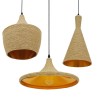 GloboStar® SHANGHAI ROPE 00875 Μοντέρνό Κρεμαστό Φωτιστικό Καμπάνα Σετ Τρίφωτο 3 x E27 IP20 Μπεζ Σχοινί με Χρυσό Μέταλλο - Μ81 x Π81 x Υ39cm