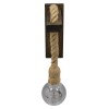 GloboStar® FLYN 00883 Vintage Επιτοίχιο Φωτιστικό Απλίκα Μονόφωτο 1 x E27 IP20 Καφέ Ξύλο με Μπεζ Σχοινί - Μ7 x Π19 x Υ28cm