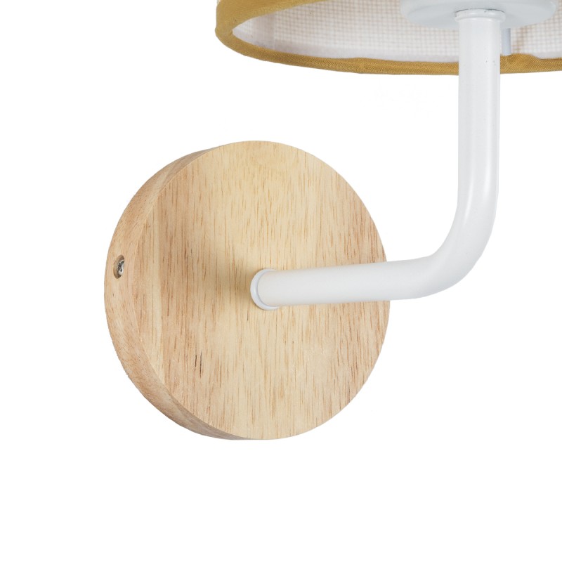 GloboStar® OASIS 00884 Μοντέρνο Επιτοίχιο Φωτιστικό Απλίκα Μονόφωτο 1 x E27 IP20 Λευκό Μέταλλο με Μπεζ Ξύλο - Μ15 x Π20 x Υ35cm