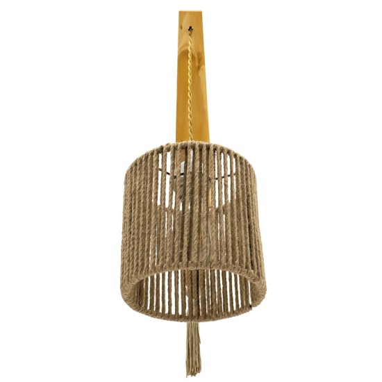 GloboStar® CASTI 00886 Vintage Επιτοίχιο Φωτιστικό Απλίκα Μονόφωτο 1 x E27 IP20 Μπεζ Ξύλο με Καφέ Σχοινί - Μ19 x Π35 x Υ85cm GloboStar® CASTI 00886 Vintage Επιτοίχιο Φωτιστικό Απλίκα Μονόφωτο 1 x E27 IP20 Μπεζ Ξύλο με Καφέ Σχοινί - Μ19 x Π35 x Υ85cm