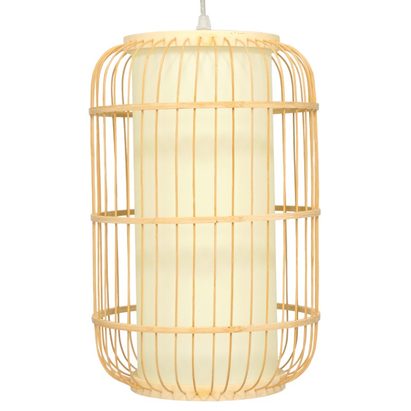 GloboStar® HIBISCUS 00893 Boho Κρεμαστό Φωτιστικό Ανάρτηση Μονόφωτο 1 x E27 IP20 Μπεζ Ξύλο - Μ25 x Π25 x Υ42cm